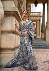 Blue Contrasting Modern Traditional Indian Designer Silk Saree | Celebrity Saree | Bollywood Saree